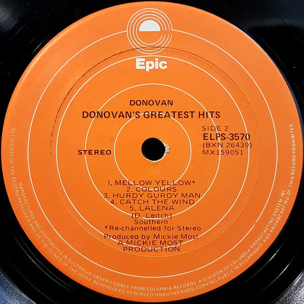 Donovan – Donovan's Greatest Hits LP vinyl record, image 4 of 4