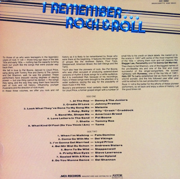 Various – I Remember Rock & Roll Volume Two LP vinyl record, image 2 of 2