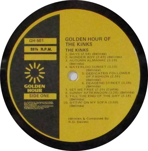 The Kinks – Golden Hour Of The Kinks LP vinyl record, image 3 of 4
