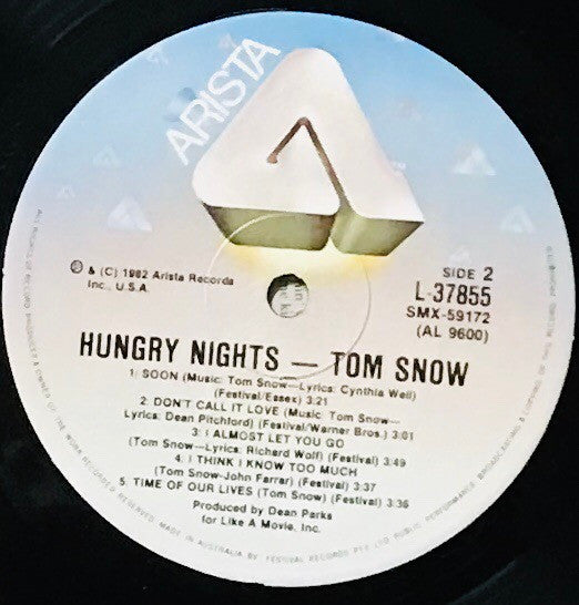 Tom Snow – Hungry Nights LP vinyl record, image 5 of 6