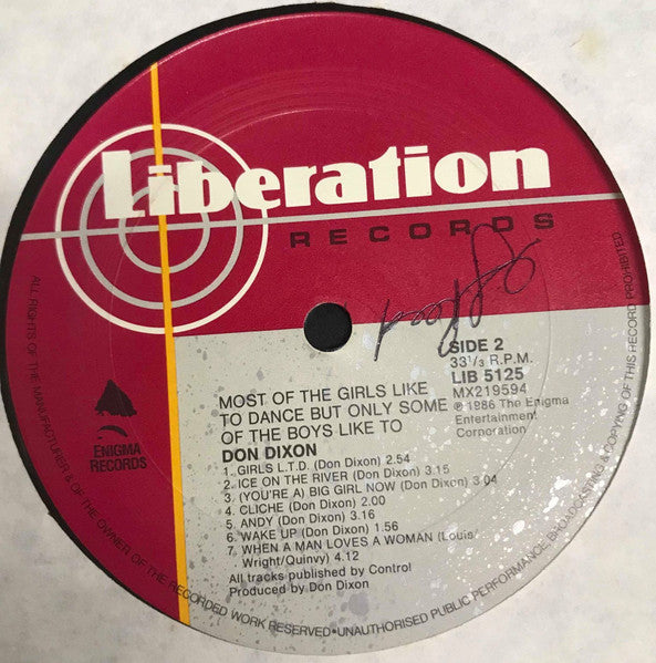 Don Dixon – Most Of The Girls Like To Dance But Only Some Of The Boys Like To LP vinyl record, image 4 of 4