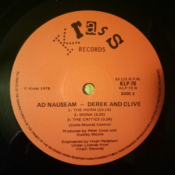 Derek & Clive – Ad Nauseam LP vinyl record, image 4 of 4