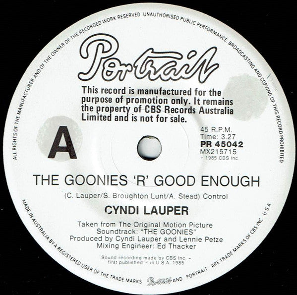 Cyndi Lauper – The Goonies 'R' Good Enough 12" vinyl record, image 3 of 5