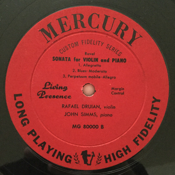 Rafael Druian, John Simms, Béla Bartók, Maurice Ravel – Sonata No. 2 For Violin And Piano / Sonata For Violin And Piano LP vinyl record, image 4 of 4