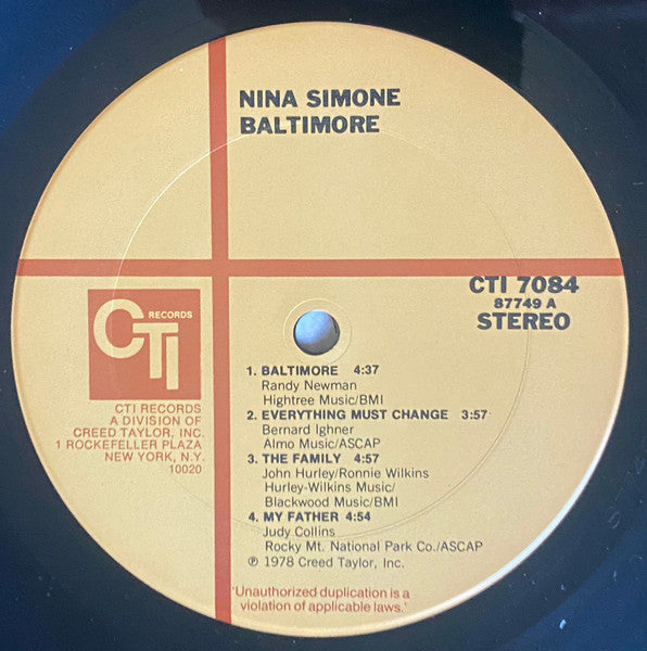 Nina Simone – Baltimore LP vinyl record, image 3 of 4