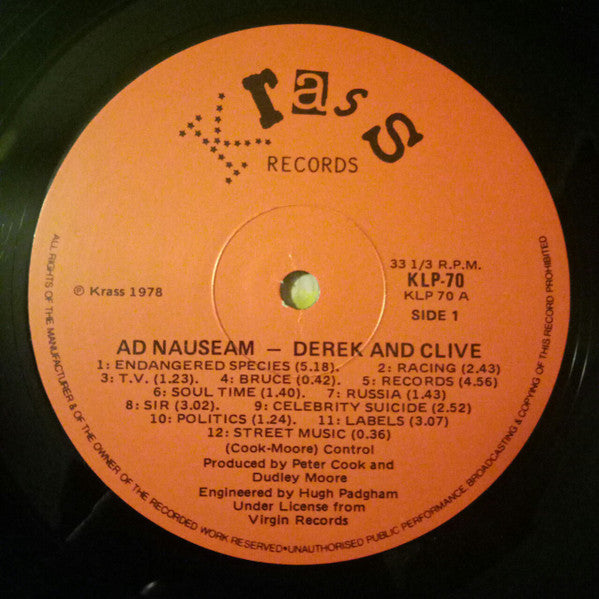 Derek & Clive – Ad Nauseam LP vinyl record, image 3 of 4