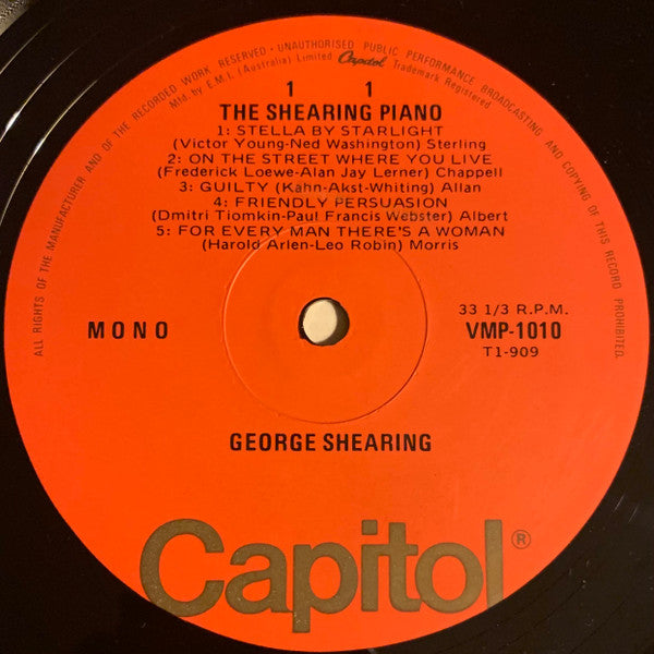 George Shearing – The Shearing Piano LP vinyl record, image 3 of 4