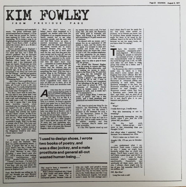 Kim Fowley – Living In The Streets LP vinyl record, image 8 of 9