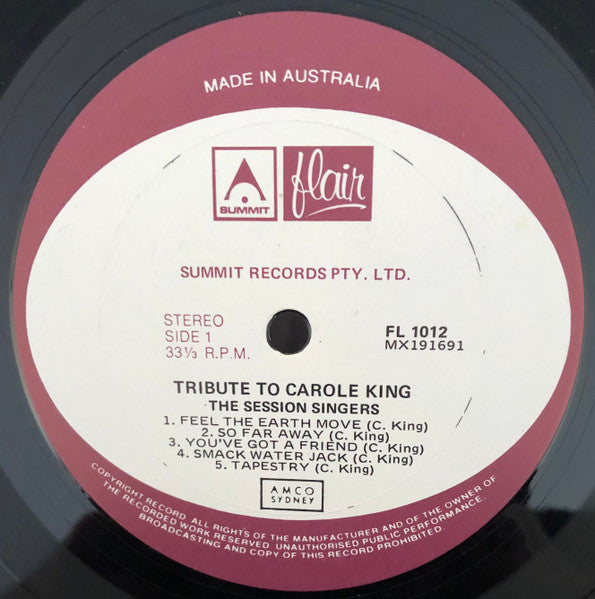 The Session Singers – Tribute To Carole King LP vinyl record, image 3 of 4