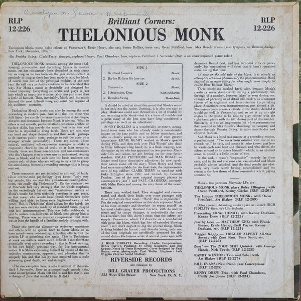 Thelonious Monk – Brilliant Corners LP vinyl record, image 2 of 4