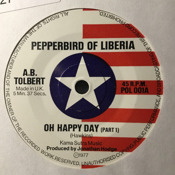 Adolphus Benedict Tolbert – Oh Happy Day 7" vinyl record, image 3 of 4