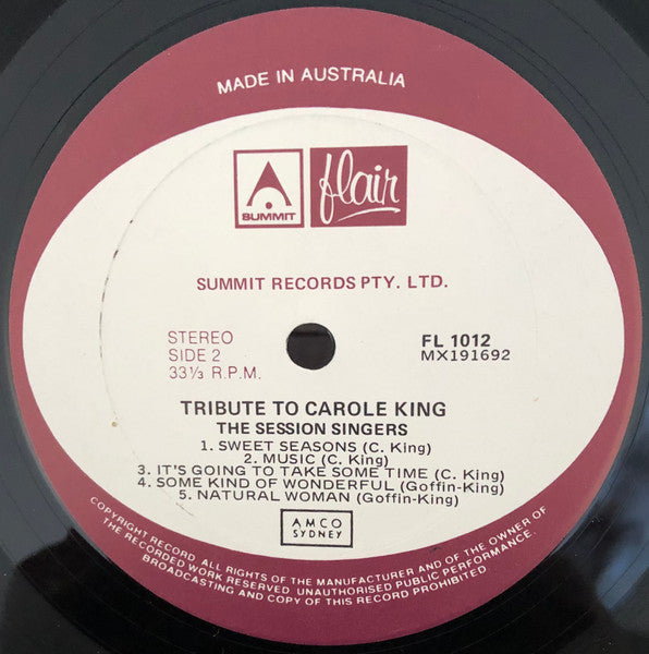 The Session Singers – Tribute To Carole King LP vinyl record, image 4 of 4