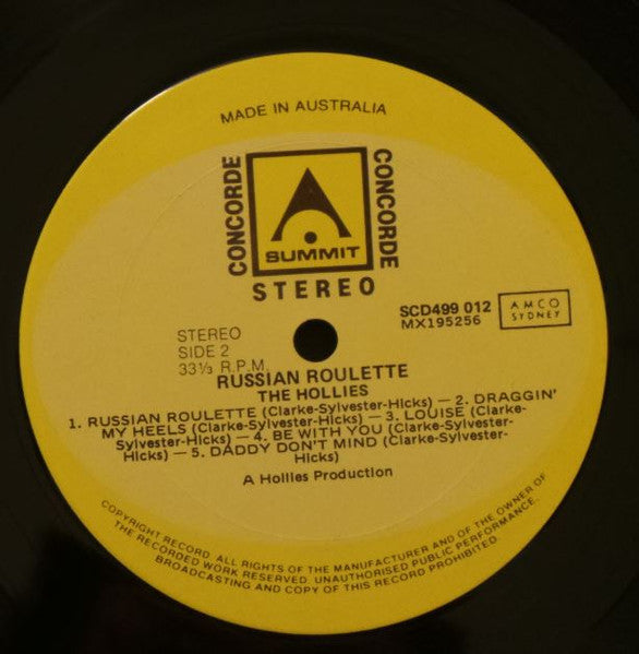 The Hollies – Russian Roulette LP vinyl record, image 4 of 4