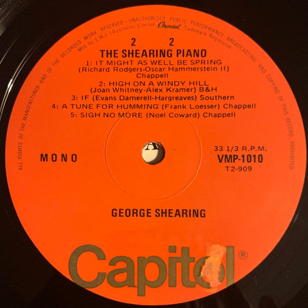 George Shearing – The Shearing Piano LP vinyl record, image 4 of 4