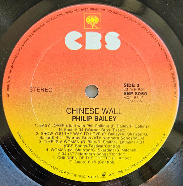 Philip Bailey – Chinese Wall LP vinyl record, image 4 of 6