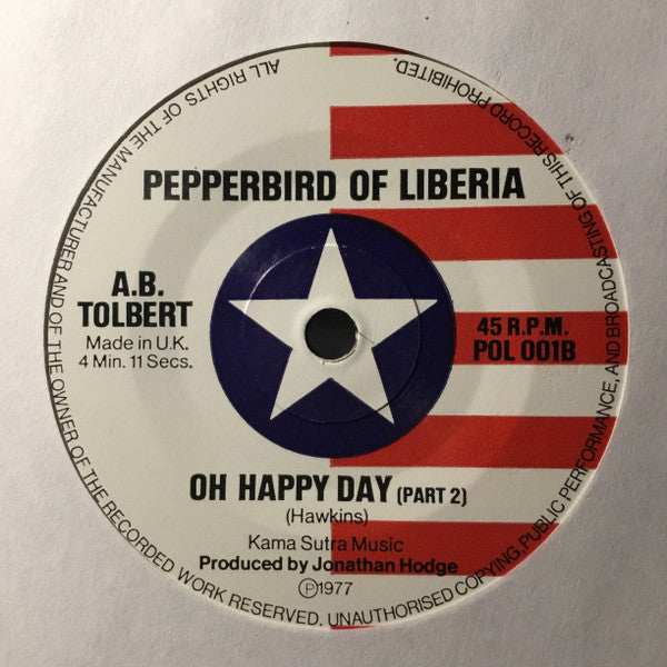 Adolphus Benedict Tolbert – Oh Happy Day 7" vinyl record, image 4 of 4