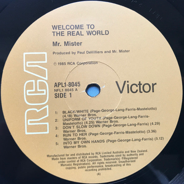 Mr. Mister – Welcome To The Real World LP vinyl record, image 3 of 4
