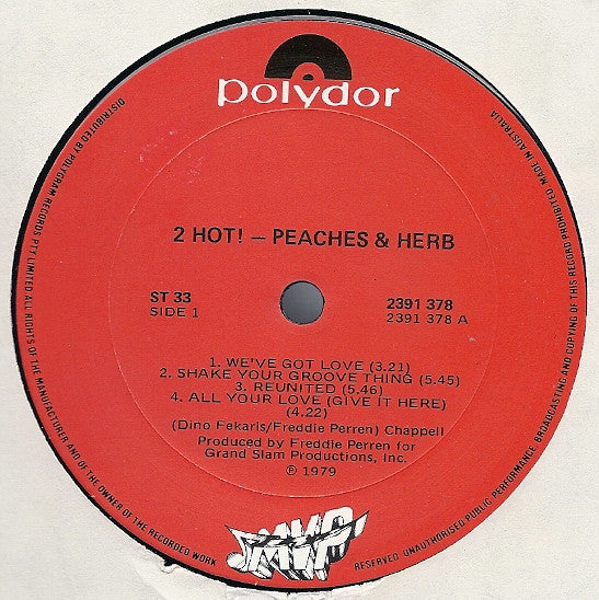 Peaches & Herb – 2 Hot! LP vinyl record, image 3 of 4