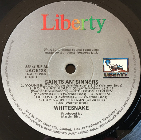 Whitesnake – Saints & Sinners LP vinyl record, image 3 of 6