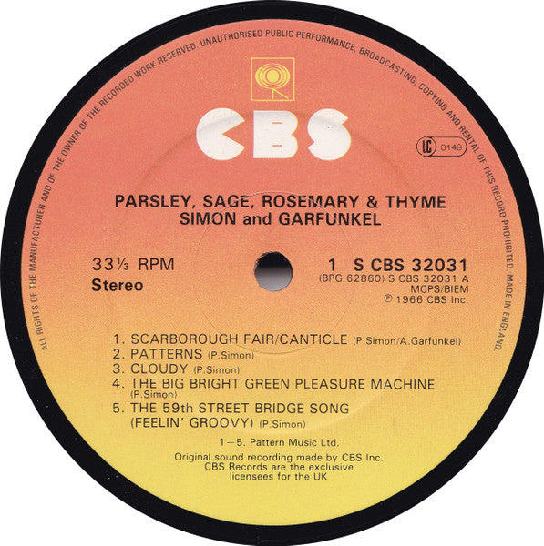 Simon & Garfunkel – Parsley, Sage, Rosemary And Thyme LP vinyl record, image 3 of 4