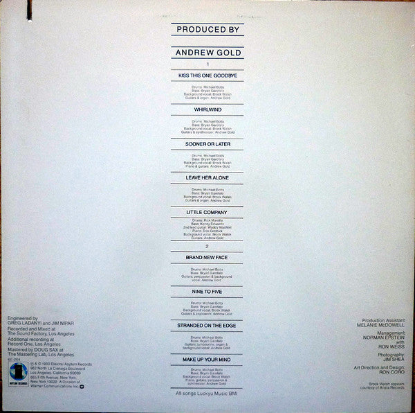 Andrew Gold – Whirlwind LP vinyl record, image 2 of 5