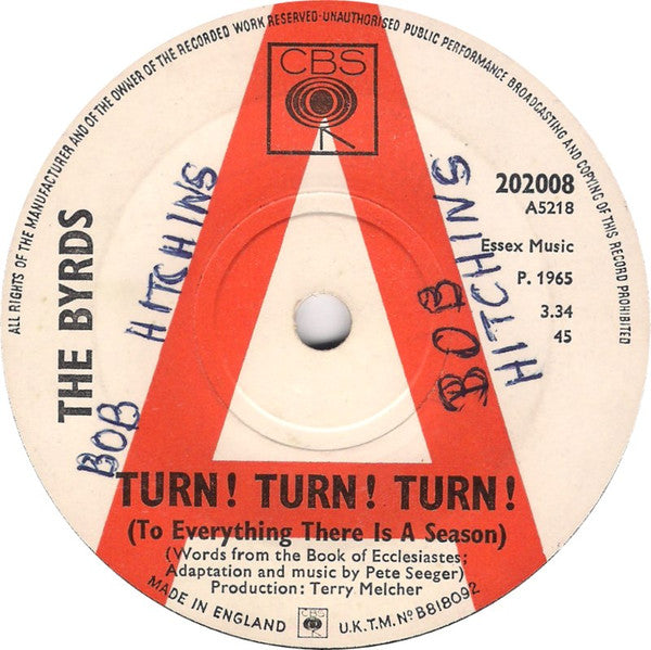 The Byrds – Turn! Turn! Turn! (To Everything There Is A Season) 7" vinyl record, image 1 of 2