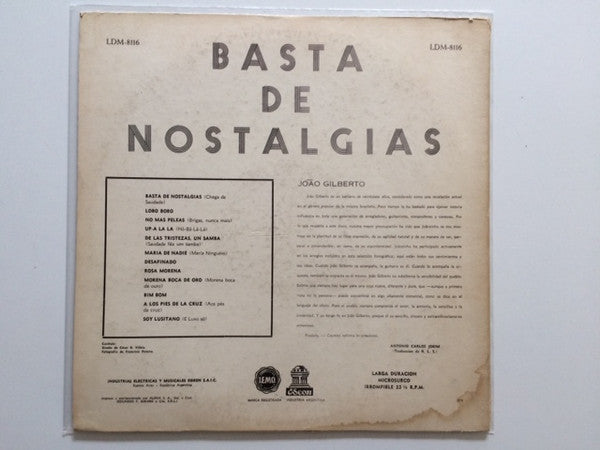 João Gilberto – Basta De Nostalgias LP vinyl record, image 2 of 4