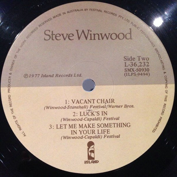 Steve Winwood – Steve Winwood LP vinyl record, image 3 of 3