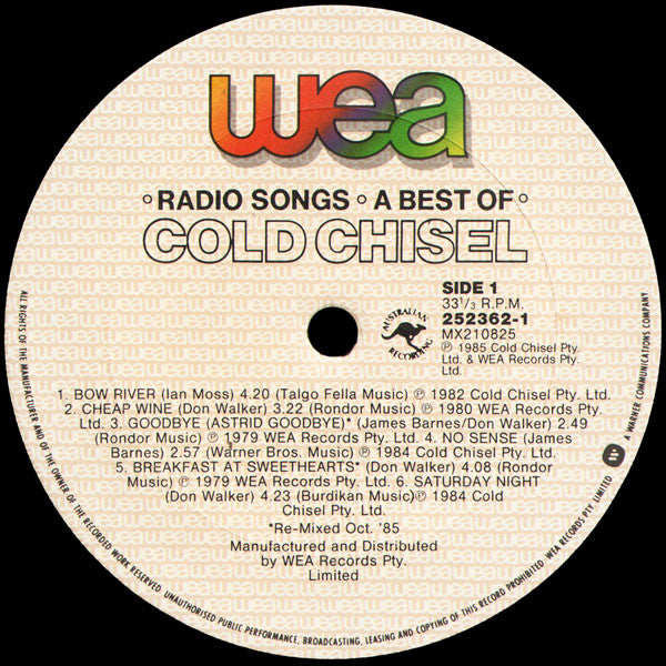 Cold Chisel – Radio Songs - A Best Of LP vinyl record, image 8 of 9