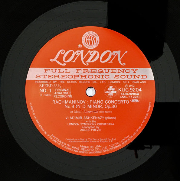 Sergei Rachmaninoff, Vladimir Ashkenazy, London Symphony Orchestra, André Previn – Piano Concerto No.3 In D Minor LP vinyl record, image 3 of 7