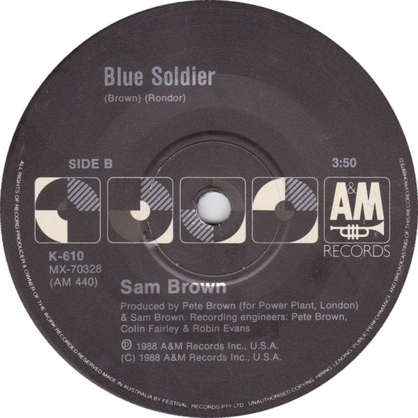 Sam Brown – Stop! 7" vinyl record, image 4 of 5