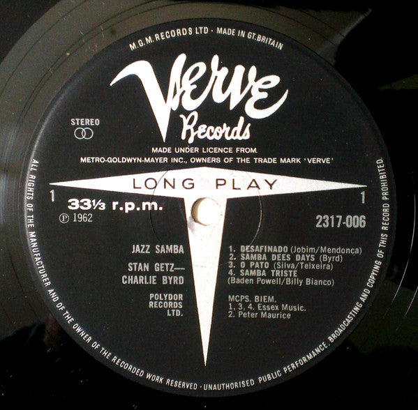 Stan Getz, Charlie Byrd – Jazz Samba LP vinyl record, image 3 of 4