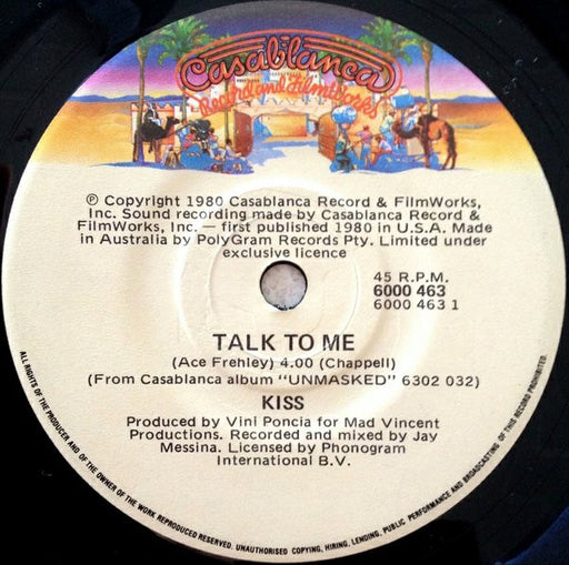Kiss – Talk To Me 7" vinyl record, image 1 of 2