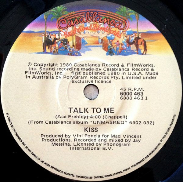 Kiss – Talk To Me 7" vinyl record, image 1 of 2