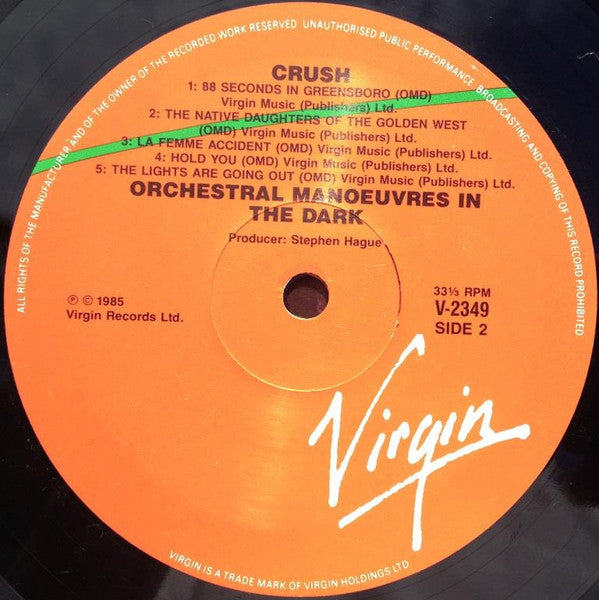 Orchestral Manoeuvres In The Dark – Crush LP vinyl record, image 4 of 4