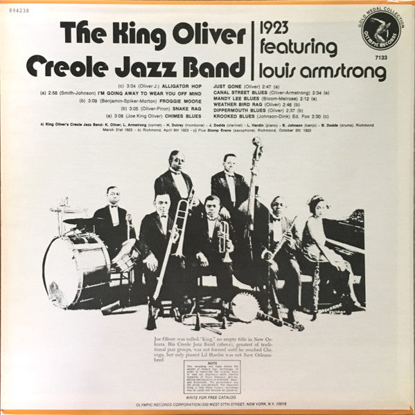 King Oliver's Creole Jazz Band, Louis Armstrong – 1923 LP vinyl record, image 2 of 4