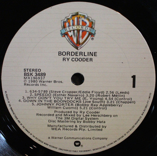 Ry Cooder – Borderline LP vinyl record, image 3 of 4