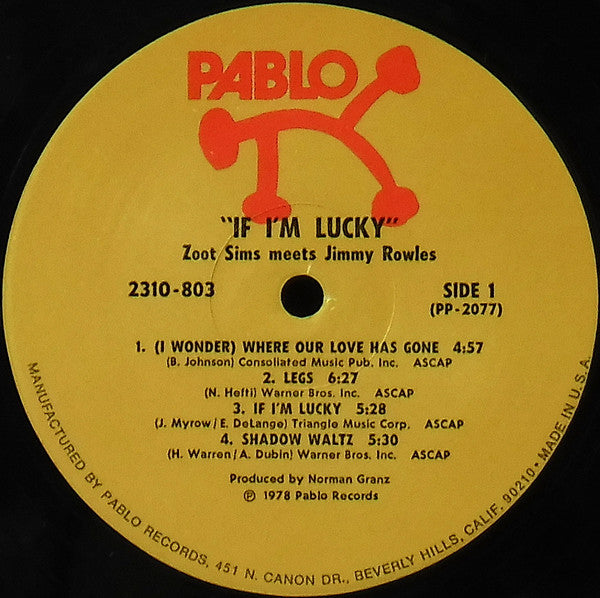 Zoot Sims, Jimmy Rowles – If I'm Lucky LP vinyl record, image 3 of 4