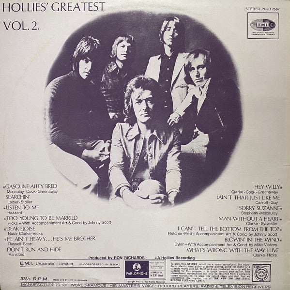 The Hollies – Hollies' Greatest Vol. 2 LP vinyl record, image 2 of 4