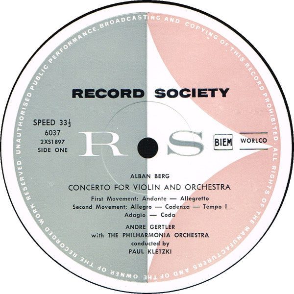 Alban Berg, Béla Bartók – Violin Concerto / Sonata For Solo Violin LP vinyl record, image 3 of 5