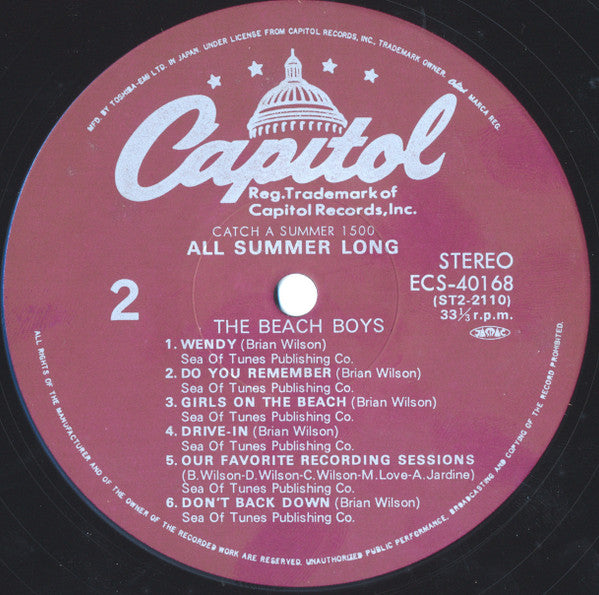 The Beach Boys – All Summer Long LP vinyl record, image 5 of 5