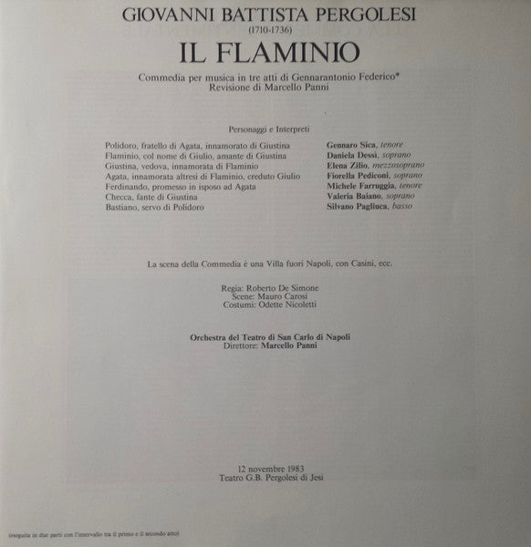 Giovanni Battista Pergolesi, Coro Del Teatro Di San Carlo, Orchestra Del Teatro Di San Carlo, Marcello Panni – Il Flaminio (3xLP) LP vinyl record, image 3 of 7