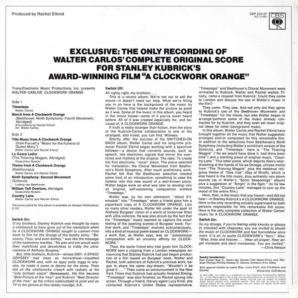Walter Carlos – Walter Carlos' Clockwork Orange LP vinyl record, image 2 of 4