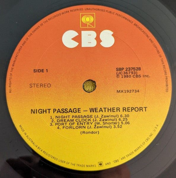 Weather Report – Night Passage LP vinyl record, image 3 of 6