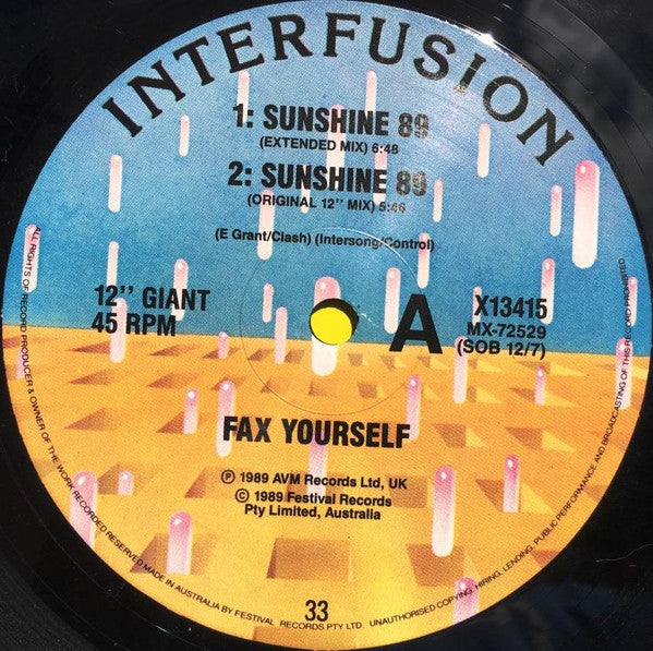 Fax Yourself – Sunshine 89 12" vinyl record, image 3 of 4