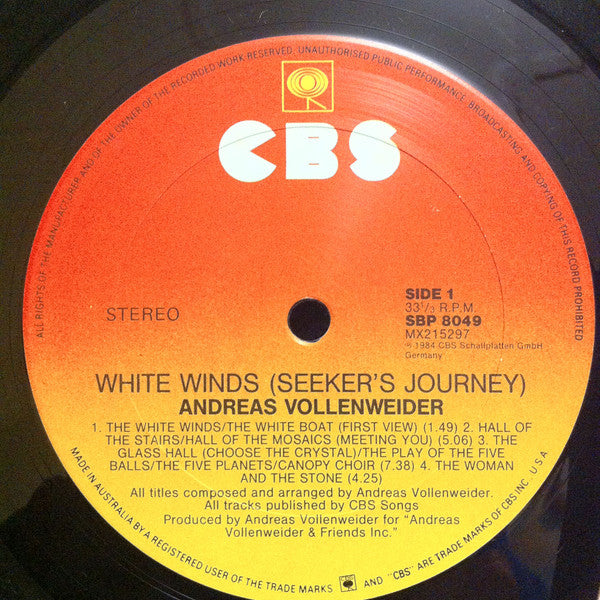 Andreas Vollenweider – White Winds (Seeker's Journey) LP vinyl record, image 7 of 8