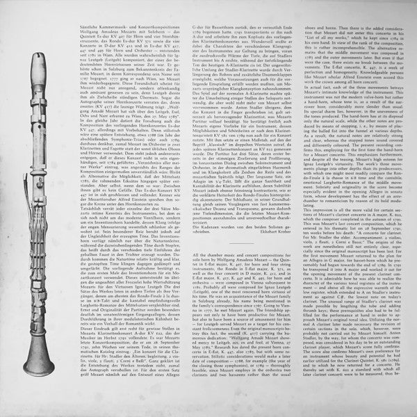 Wolfgang Amadeus Mozart, Hans Deinzer, Hubert Crüts, Collegium Aureum – Klarinettenkonzert A-dur KV 622 / Hornkonzert Es-dur KV 447 LP vinyl record, image 3 of 6