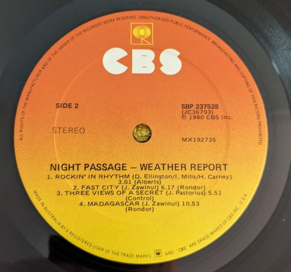 Weather Report – Night Passage LP vinyl record, image 4 of 6