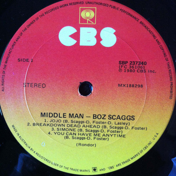 Boz Scaggs – Middle Man LP vinyl record, image 5 of 8
