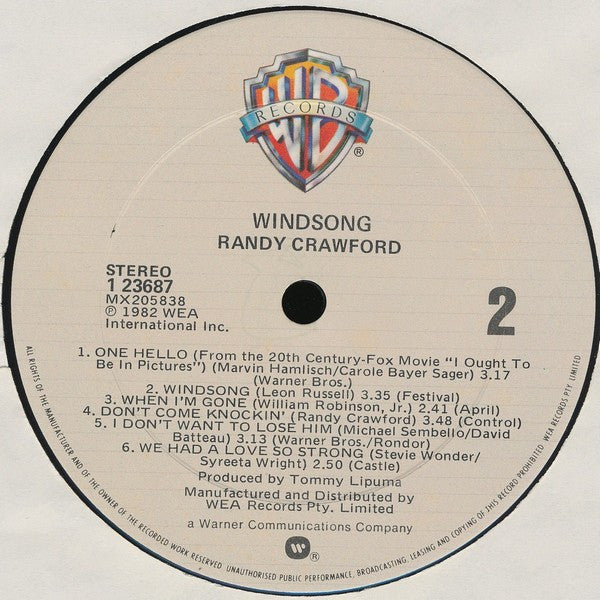 Randy Crawford – Windsong LP vinyl record, image 4 of 4